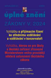 Obálka Aktualizace V/1 / 2024 - Vyhláška o přijímacím řízení ke vzdělávání