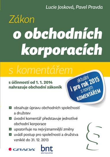 E-kniha Zákon o obchodních korporacích - Lucie Josková, Pavel Pravda