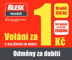 BLESKmobil SIM karta v hodnotě 150 Kč s přednabitým kreditem 150 Kč