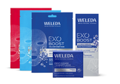 Balíček kosmetiky EXO BOOST od Weledy. Obsahuje: 3x masku na obličej: superhydratační, zpevňující a kolagenovou + anti-age sérum proti vráskám + liftingový denní krém