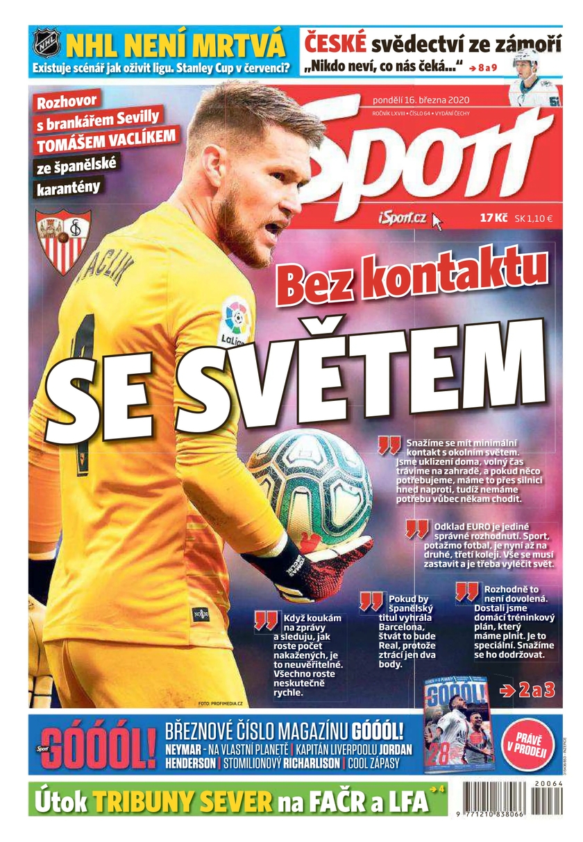 E-magazín Sport - 16.3.2020 - CZECH NEWS CENTER a. s.