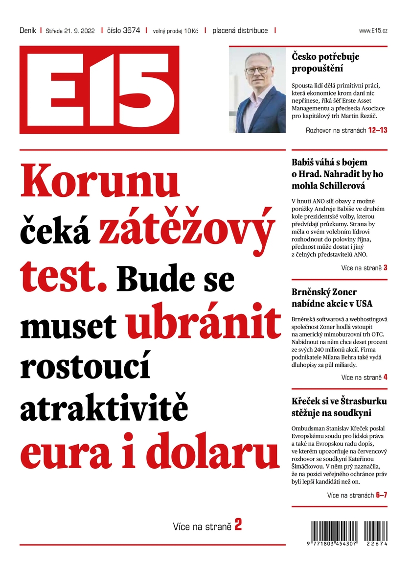 E-magazín E15 - 21.9.2022 - CZECH NEWS CENTER a. s.
