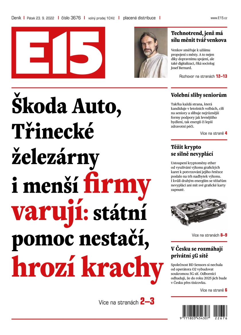 E-magazín E15 - 23.9.2022 - CZECH NEWS CENTER a. s.