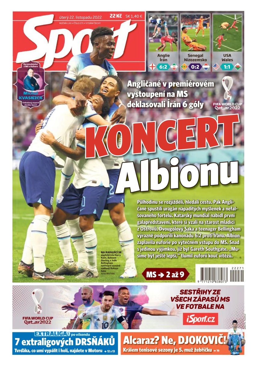 E-magazín Sport - 22.11.2022 - CZECH NEWS CENTER a. s.