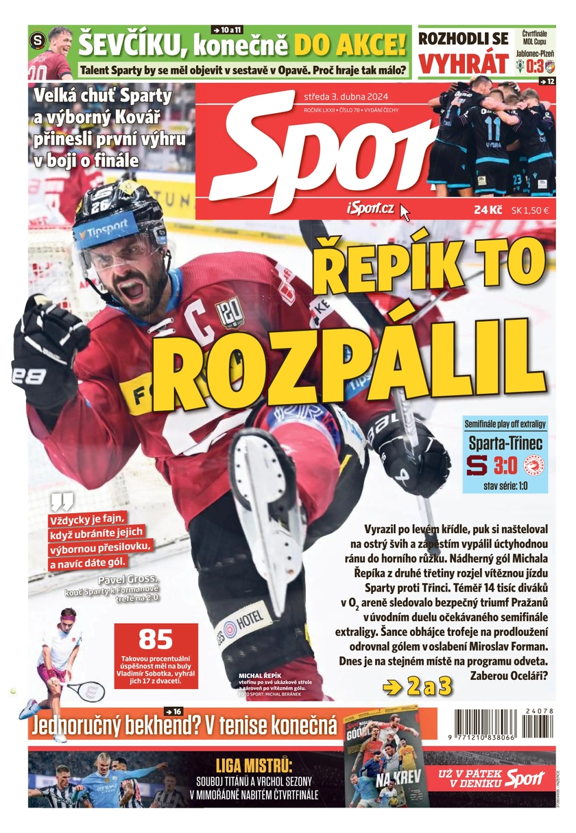 E-magazín Sport - 3.4.2024 - CZECH NEWS CENTER a. s.