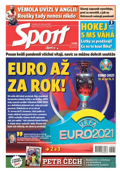 Sport - 18.3.2020 - CZECH NEWS CENTER a. s.