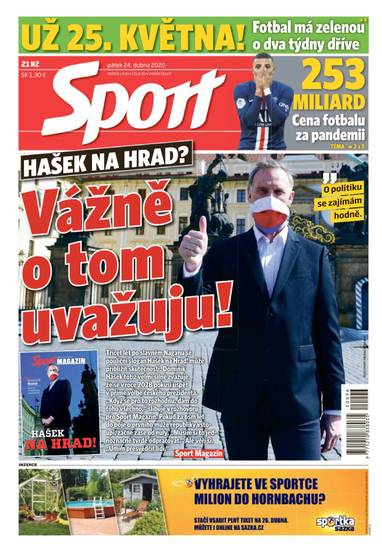 Sport - 24.4.2020 - CZECH NEWS CENTER a. s.