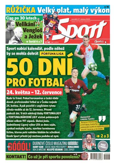 Sport - 27.4.2020 - CZECH NEWS CENTER a. s.