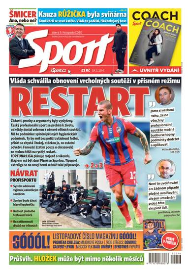 Sport - 3.11.2020 - CZECH NEWS CENTER a. s.