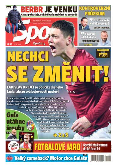 Sport - 14.1.2021 - CZECH NEWS CENTER a. s.