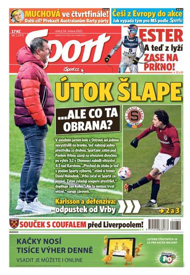 Sport - 16.2.2021 - CZECH NEWS CENTER a. s.