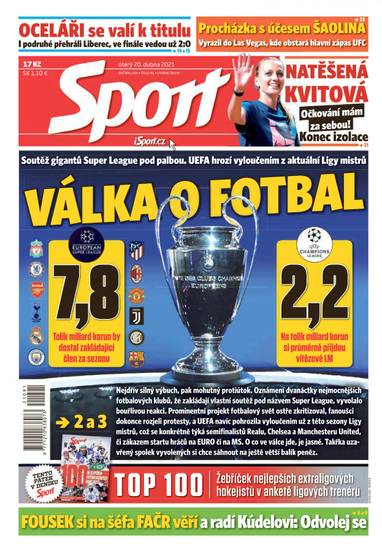 Sport - 20.4.2021 - CZECH NEWS CENTER a. s.