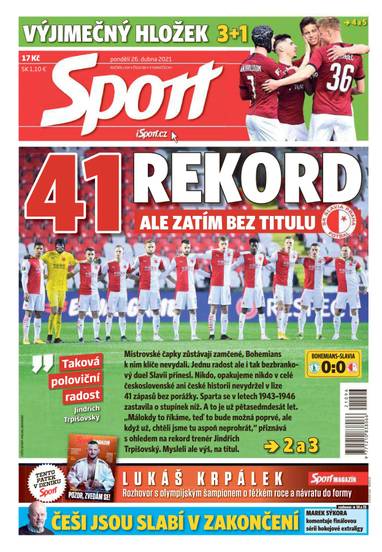 Sport - 26.4.2021 - CZECH NEWS CENTER a. s.