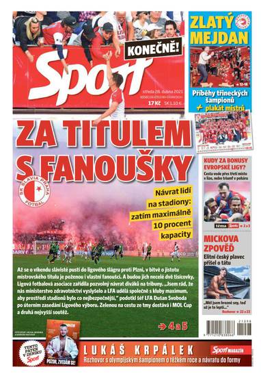 Sport - 28.4.2021 - CZECH NEWS CENTER a. s.