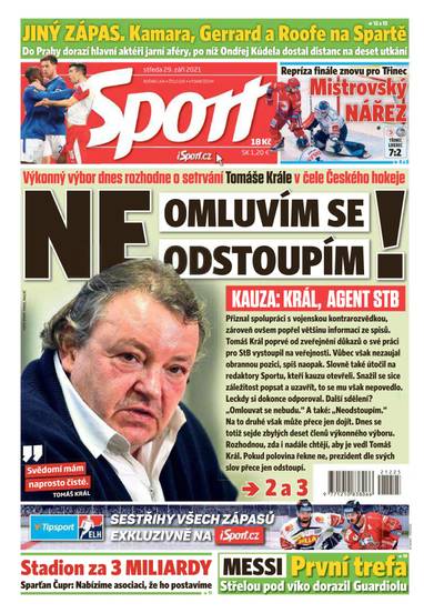 Sport - 29.9.2021 - CZECH NEWS CENTER a. s.