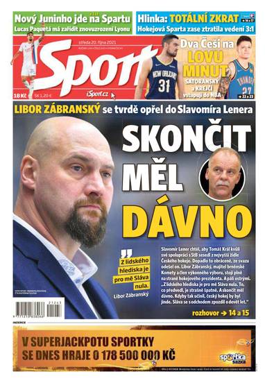 Sport - 20.10.2021 - CZECH NEWS CENTER a. s.