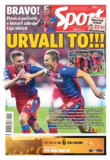 Sport - 24.8.2022 - CZECH NEWS CENTER a. s.