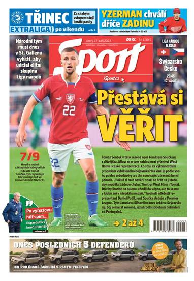 Sport - 27.9.2022 - CZECH NEWS CENTER a. s.