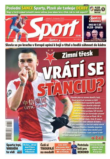 Sport - 5.11.2022 - CZECH NEWS CENTER a. s.