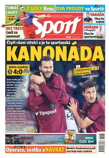 Sport - 10.11.2022 - CZECH NEWS CENTER a. s.