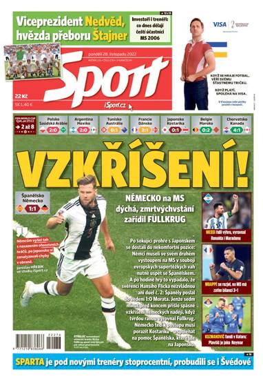 Sport - 28.11.2022 - CZECH NEWS CENTER a. s.