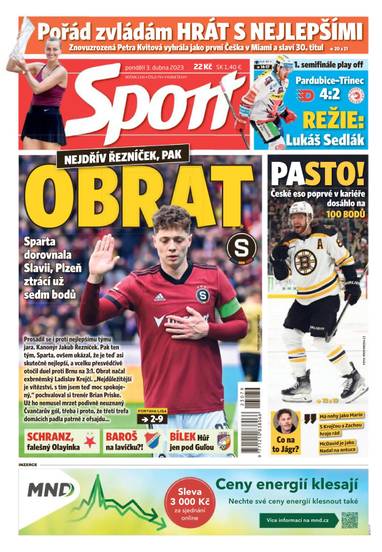 Sport - 3.4.2023 - CZECH NEWS CENTER a. s.