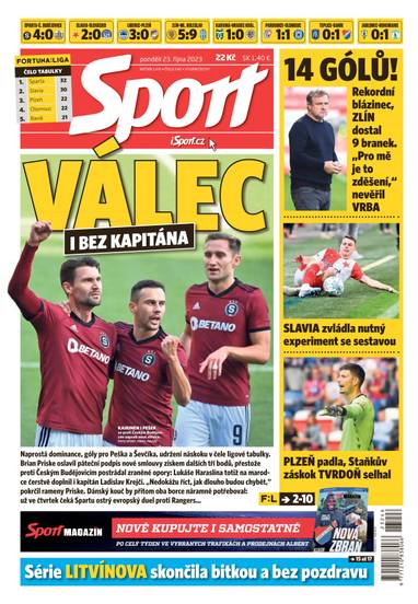 Sport - 23.10.2023 - CZECH NEWS CENTER a. s.