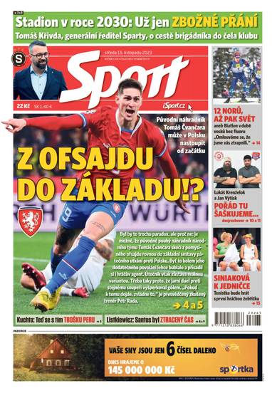 Sport - 15.11.2023 - CZECH NEWS CENTER a. s.