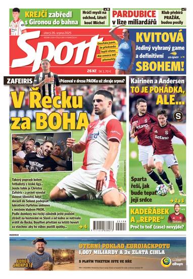Sport - 26.8.2025 - CZECH NEWS CENTER a. s.