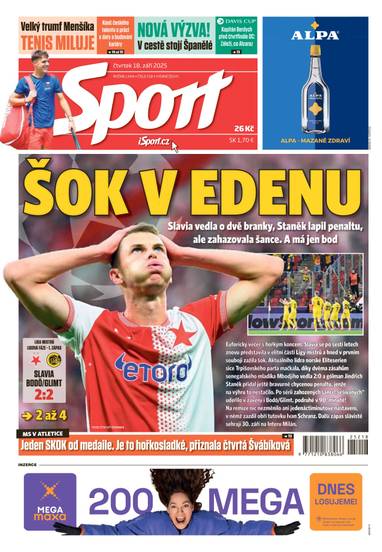 Sport - 18.9.2025 - CZECH NEWS CENTER a. s.