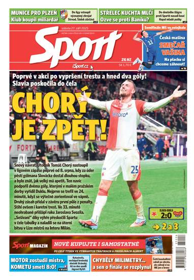 Sport - 27.9.2025 - CZECH NEWS CENTER a. s.