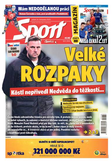 Sport - 14.11.2025 - CZECH NEWS CENTER a. s.