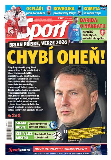 Sport - 21.3.2026 - CZECH NEWS CENTER a. s.