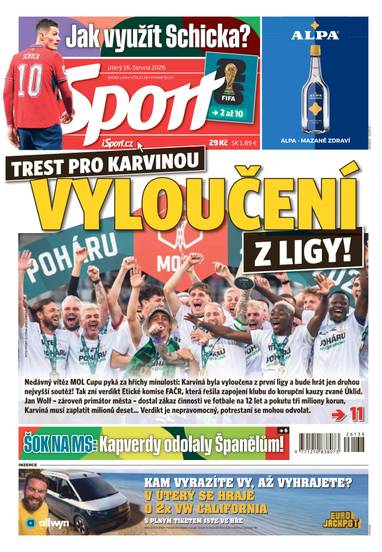 Sport - 16.6.2026 - CZECH NEWS CENTER a. s.