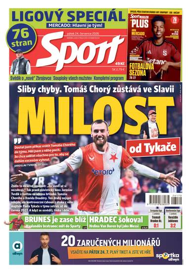 Sport - 24.7.2026 - CZECH NEWS CENTER a. s.
