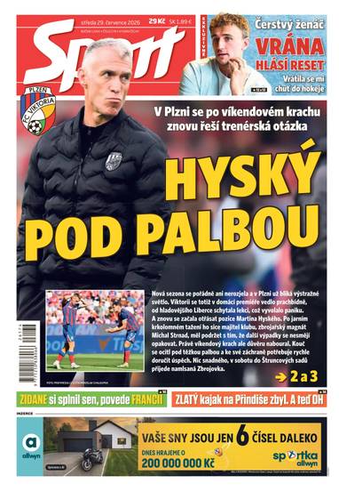 Sport - 29.7.2026 - CZECH NEWS CENTER a. s.