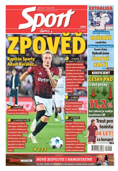 Sport - 17.10.2026 - CZECH NEWS CENTER a. s.