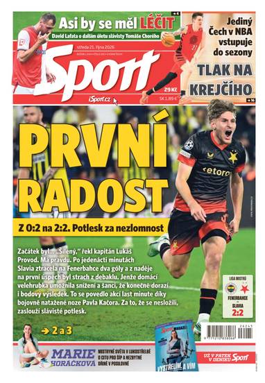 Sport - 21.10.2026 - CZECH NEWS CENTER a. s.