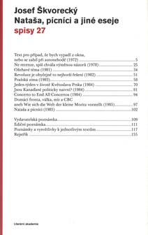 Obálka Nataša, pícníci a jiné eseje (spisy - svazek 27)