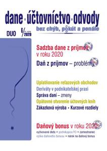 Obálka Dane, účtovníctvo, odvody (DUO) 6/2020 – Sadzby ZDP, Daňový bonus 2020, Problémy v ZDP