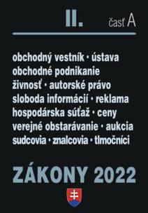 Obálka Zákony 2022 II/A - Obchodné právo a živnostenský zákon