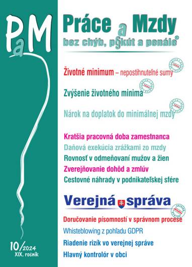 E-kniha Práce a Mzdy bez chýb, pokút a penále č. č. 10 / 2024 - Životné minimum – nepostihnuteľné sumy - Autor Neuveden